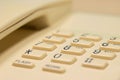 Closeup of old style wired desktop telephone - studio shot Royalty Free Stock Photo