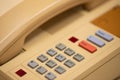 Closeup of old style wired desktop telephone - studio shot Royalty Free Stock Photo