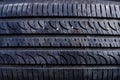Closeup of Old Tire in the Garage. Selective Focus Royalty Free Stock Photo