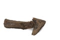 Closeup old tree bark arrow white background Royalty Free Stock Photo