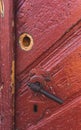 Old, rusty ,red door close-up Royalty Free Stock Photo