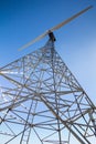 Closeup of a old wind turbine for renewable electric energy prod Royalty Free Stock Photo