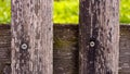 Closeup of an old wooden fence in a park Royalty Free Stock Photo