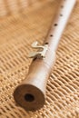 Closeup of old wooden flute