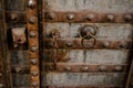 Closeup of old wooden and metal doors of Hotel Radhika Haveli Mandawa in Rajasthan, India Royalty Free Stock Photo
