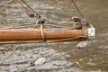 Closeup of old wooden sail mast Royalty Free Stock Photo