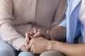 Closeup older woman receive psychological support from grown up son Royalty Free Stock Photo