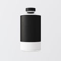 Closeup One Blank Black White Matte Color Metal Jar Isolated Empty Background.Clean Cup Container Mockup Ready Use