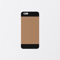 Closeup One Blank Brown Clean Template Cover Phone Case Plastic Smartphone Mockup. Generic Design Mobile Back Isolated Royalty Free Stock Photo