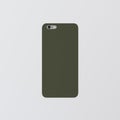 Closeup One Blank Green Clean Template Cover Phone Plastic Case Smartphone Mockup.Generic Design Mobile Back Isolated Royalty Free Stock Photo