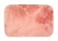 Closeup of one cooked and boiled ham sausage slice Royalty Free Stock Photo