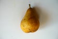 Closeup of one ripe vibrant yellow fruit of pear