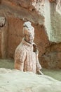 Closeup of one soldier face and chest at Terracitta Army, Xian, China