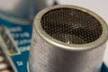 Closeup on one of the ultrasonic emmiters at an arduino sensor Royalty Free Stock Photo