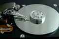 Closeup of an open computer hard drive Royalty Free Stock Photo