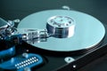 Closeup of an open computer hard drive Royalty Free Stock Photo