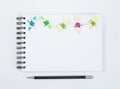 Closeup open note book with pencil on background Royalty Free Stock Photo