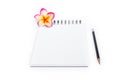 Closeup open note book with pencil on background Royalty Free Stock Photo