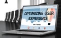 Optimizing User Experience - on Laptop Screen. Closeup. 3d