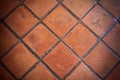 Closeup orange clay tile pavement