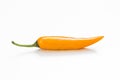 Closeup orange color chilli on white background, fresh hot chilli