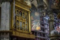 Closeup of an ornate church interior in Italy