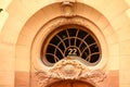 Closeup of the ornate entrance of an old building in Stockholm, Sweden