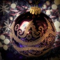 closeup of ornate magenta christmas ball, neural network generated art Royalty Free Stock Photo