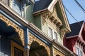 closeup of ornate victorian woodwork on a houses eaves