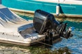 Closeup of an Outboard Boat Motor - Engine and Propeller