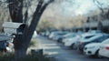 Closeup outdoor CCTV camera at a car parking lot, Security camera in car park Royalty Free Stock Photo