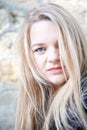 Closeup outdoor portrait of a young woman