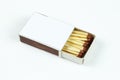 Closeup outdoor white boxes of matches. Isolated on white Royalty Free Stock Photo