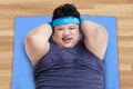 Closeup of overweight man exercising Royalty Free Stock Photo