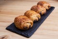 Closeup of a pain au chocolat or napolitana Royalty Free Stock Photo