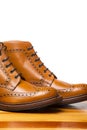 Closeup of Pair of High Mens Tanned Brogues