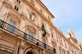 Closeup of the Pamphilj Palace, Embassy of Brazil in Navona Square, Rome, during the phase 2 of the lockdown