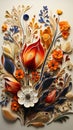 Closeup of Paper Flowers in a Fiery Palette