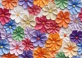 Closeup of paper flowers on white surface