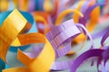 closeup of paper streamer curls being unfurled Royalty Free Stock Photo