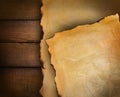 Closeup of parchment paper on wood