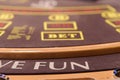 Closeup of part of poker table