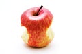 Closeup a partially eaten apple on white, fruit, healthy food Royalty Free Stock Photo