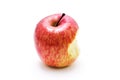 Closeup a partially eaten apple on white, fruit, healthy food Royalty Free Stock Photo