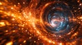 Closeup of the particle collisions within the Large Hadron Collider unveils the hidden world of subatomic particles, where quarks