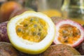 Closeup Passion fruits slice Royalty Free Stock Photo