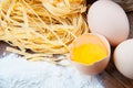 Closeup pasta, eggs and flour Royalty Free Stock Photo