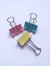 Closeup of pastel color binder clips Royalty Free Stock Photo