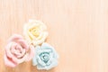 Closeup Pastel Rose on wooden background