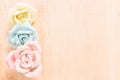 Closeup Pastel Rose on wooden background